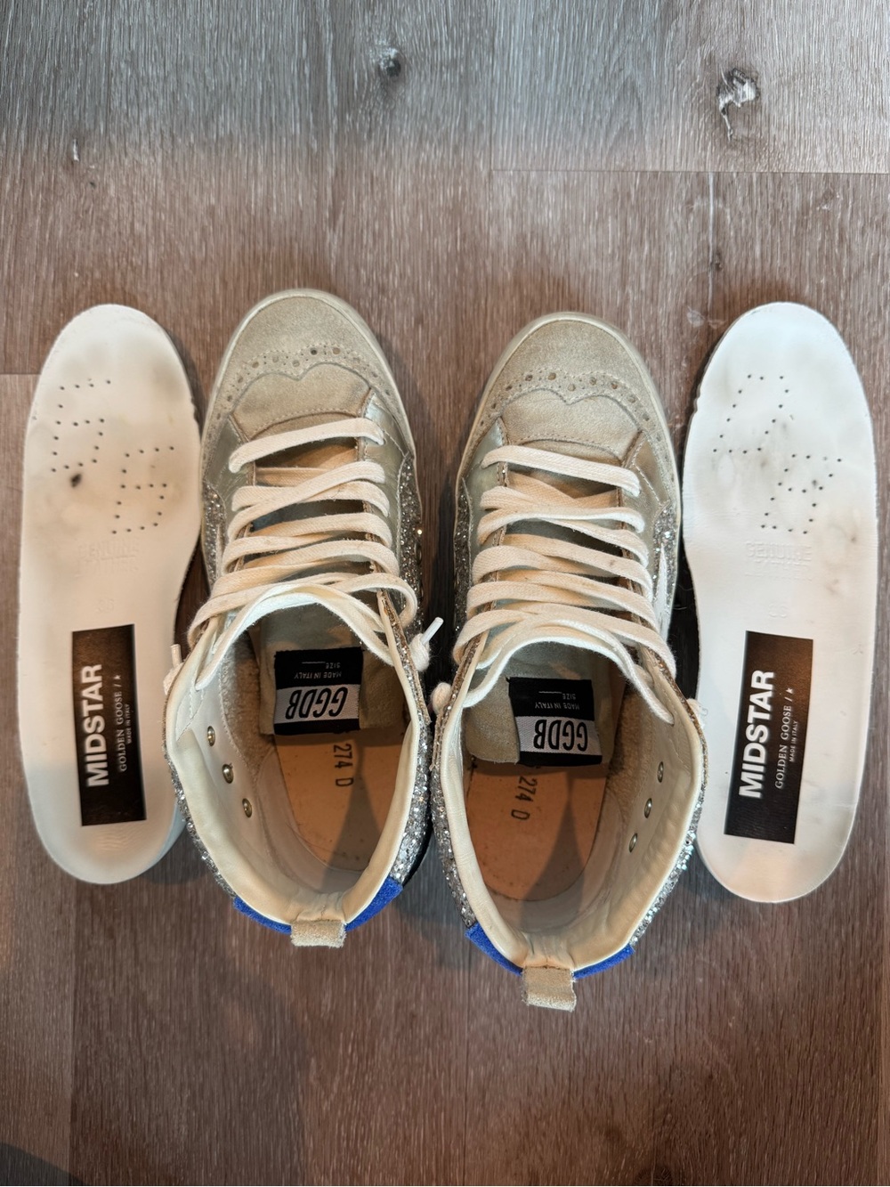 Golden Goose Silver Glitter Midstar Women’s Sneakers - Picture 7 of 8